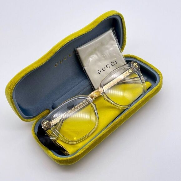 BRAND NEW GUCCI GG0184O 005 Grey/Grey Transparent Unisex Eyeglasses - Picture 2 of 12